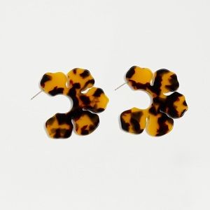 J. Crew Acetate Flower Open Hoops Earrings in Tortoise